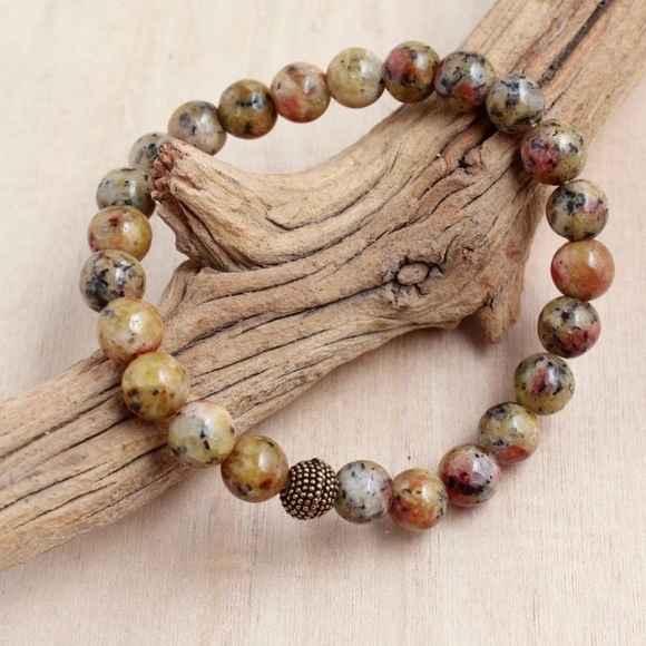 Lena Vie Jasper Stone Stretch Bracelets From Bali, Handmade - Picture 1 of 2
